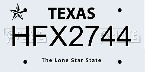 HFX2744 Texas License Plate