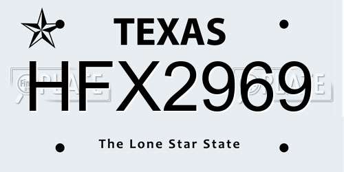 HFX2969 Texas License Plate