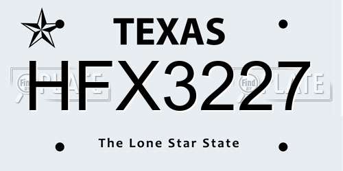 HFX3227 Texas License Plate