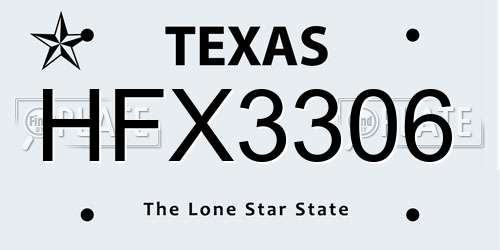 HFX3306 Texas License Plate