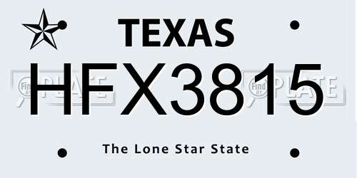 HFX3815 Texas License Plate