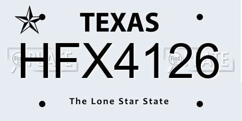 HFX4126 Texas License Plate