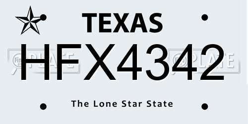HFX4342 Texas License Plate