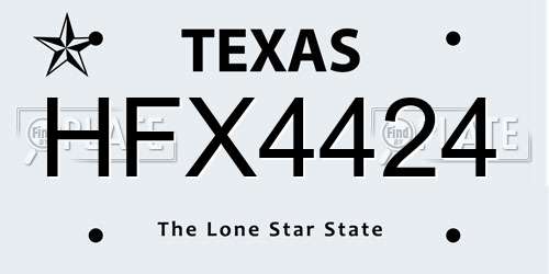 HFX4424 Texas License Plate