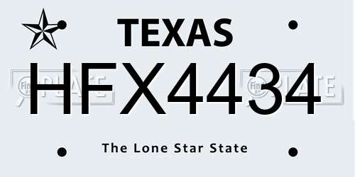 HFX4434 Texas License Plate