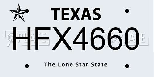 HFX4660 Texas License Plate