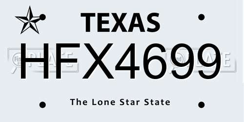 HFX4699 Texas License Plate