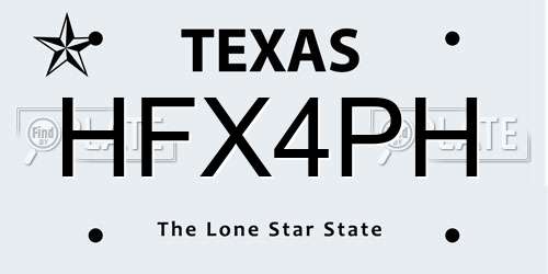HFX4PH Texas License Plate