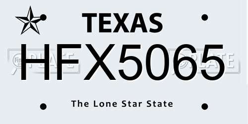 HFX5065 Texas License Plate
