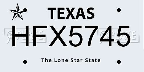 HFX5745 Texas License Plate