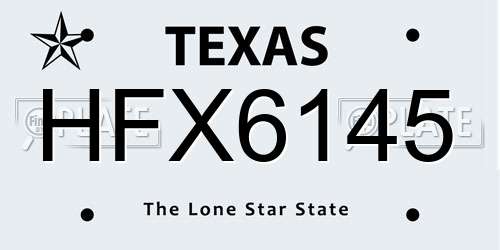 HFX6145 Texas License Plate