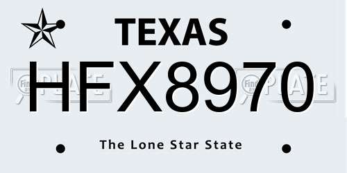 HFX8970 Texas License Plate