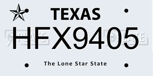 HFX9405 Texas License Plate