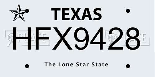 HFX9428 Texas License Plate