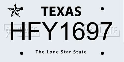 HFY1697 Texas License Plate
