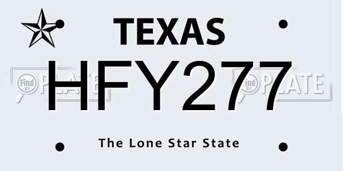 HFY277 Texas License Plate