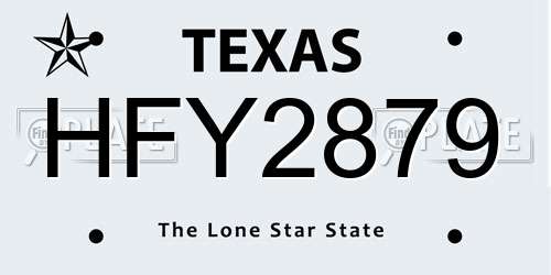 HFY2879 Texas License Plate