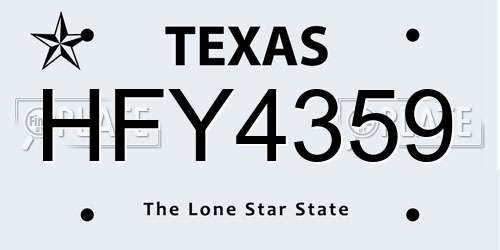 HFY4359 Texas License Plate