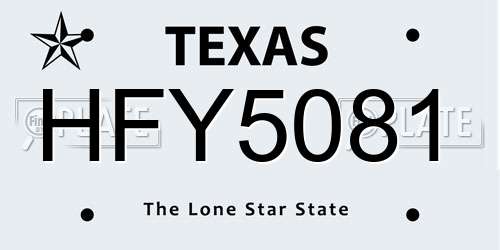 HFY5081 Texas License Plate