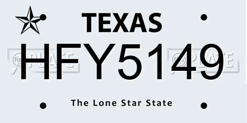 HFY5149 Texas License Plate