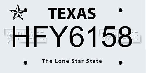 HFY6158 Texas License Plate