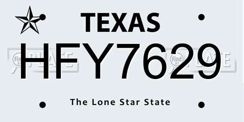 HFY7629 Texas License Plate