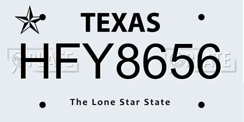 HFY8656 Texas License Plate