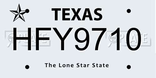 HFY9710 Texas License Plate
