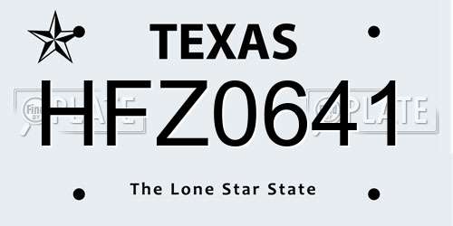 HFZ0641 Texas License Plate