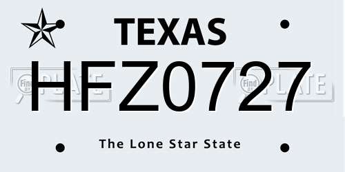 HFZ0727 Texas License Plate