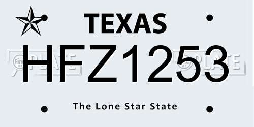 HFZ1253 Texas License Plate