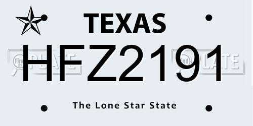 HFZ2191 Texas License Plate