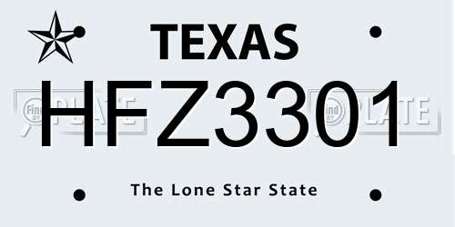HFZ3301 Texas License Plate