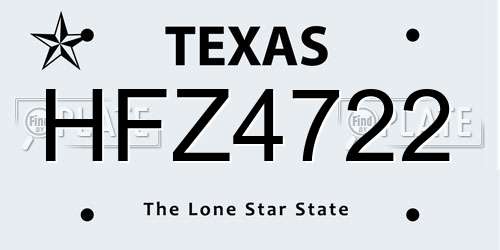 HFZ4722 Texas License Plate