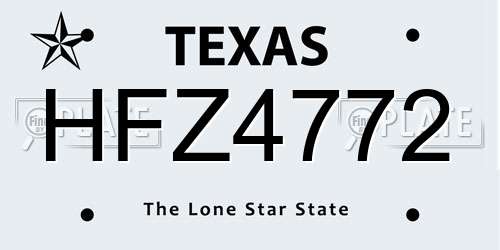 HFZ4772 Texas License Plate