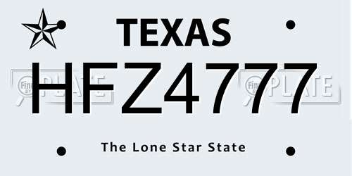 HFZ4777 Texas License Plate