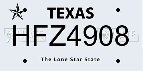 HFZ4908 Texas License Plate