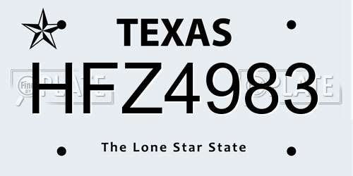 HFZ4983 Texas License Plate