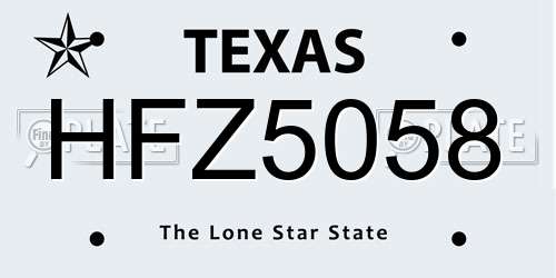 HFZ5058 Texas License Plate