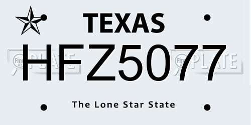 HFZ5077 Texas License Plate