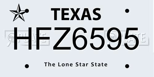 HFZ6595 Texas License Plate