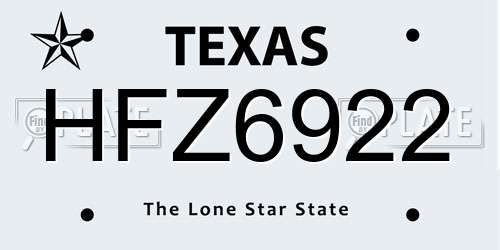 HFZ6922 Texas License Plate