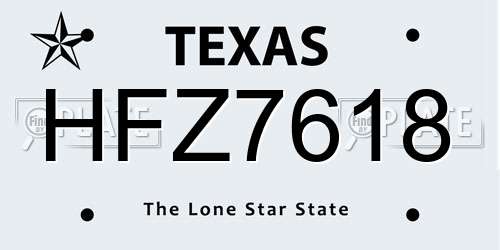HFZ7618 Texas License Plate