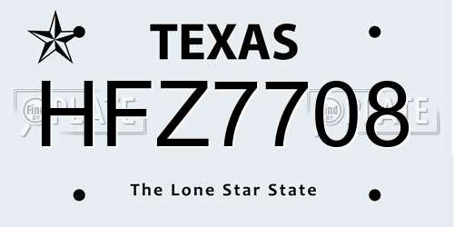 HFZ7708 Texas License Plate