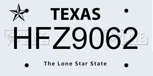 HFZ9062 Texas License Plate