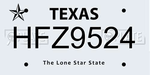 HFZ9524 Texas License Plate