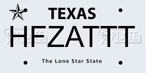 HFZATTT Texas License Plate
