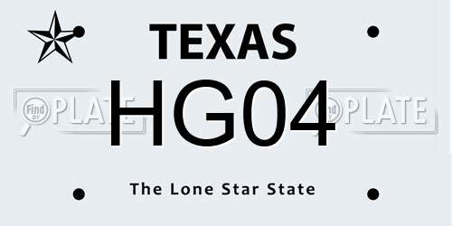 HG04 Texas License Plate