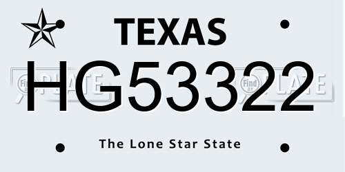 HG53322 Texas License Plate