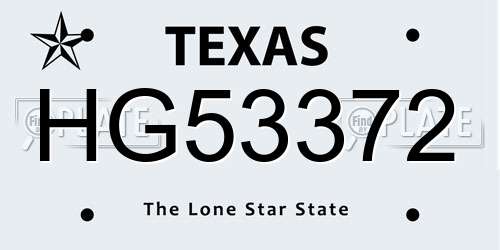 HG53372 Texas License Plate